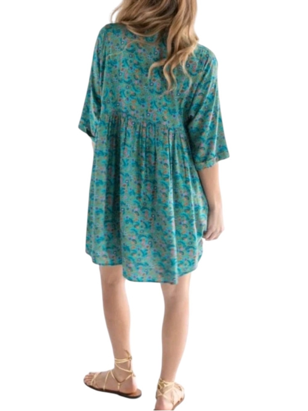 Natural Life Stella V Neck Dress Blue Floral Peasant Prairie Boho XL - Picture 2 of 12